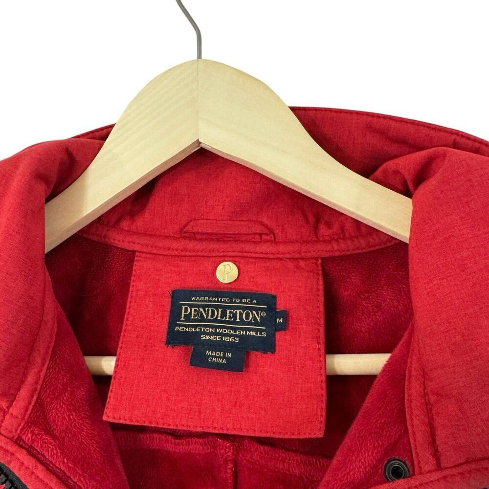 Pendleton Medium Zip Parka Jacket Red Fleece Line… - image 3